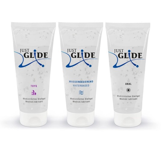 Just Glide - Zestaw 3x200 ml Lubrykant Analny Wodny I Do Zabawek Erotycznyc